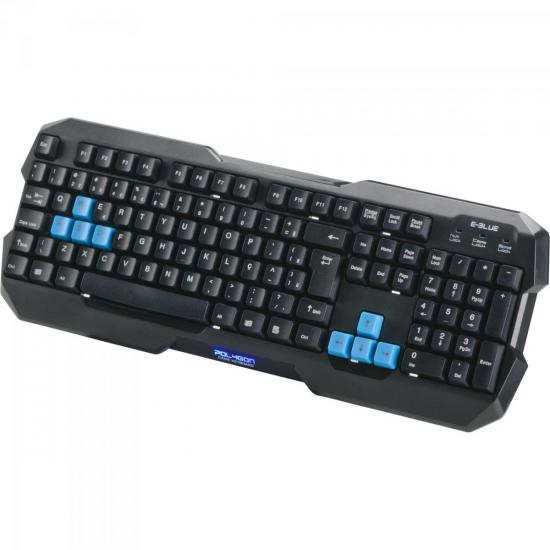 Teclado Gamer USB Polygon Preto E-BLUE por 0,00 à vista no boleto/pix ou parcele em até 1x sem juros. Compre na loja Mundomax!