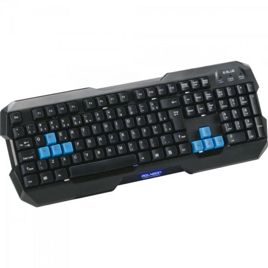 Teclado Gamer USB Polygon Preto E-BLUE por 0,00 à vista no boleto/pix ou parcele em até 1x sem juros. Compre na loja Mundomax!