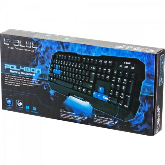 Teclado Gamer USB Polygon Preto E-BLUE por 0,00 à vista no boleto/pix ou parcele em até 1x sem juros. Compre na loja Mundomax!