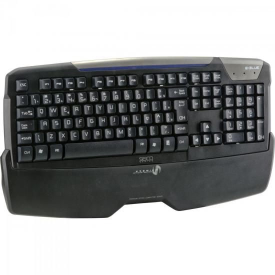 Teclado Gamer USB com Apoio Ergonômico SEICO Preto E-BLUE por 0,00 à vista no boleto/pix ou parcele em até 1x sem juros. Compre na loja Mundomax!