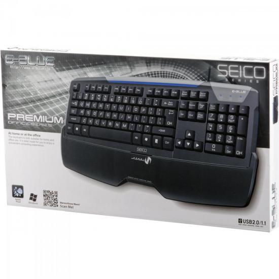 Teclado Gamer USB com Apoio Ergonômico SEICO Preto E-BLUE por 0,00 à vista no boleto/pix ou parcele em até 1x sem juros. Compre na loja Mundomax!
