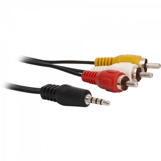 Cabo P2ST x 3RCA PRC-201/1.2BK Preto FORTREK por 6,90 à vista no boleto/pix ou parcele em até 1x sem juros. Compre na loja Mundomax!