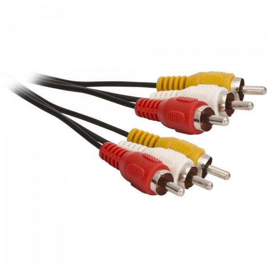 Cabo 3RCA x 3RCA RCA201/1.5 Preto FORTREK por 7,90 à vista no boleto/pix ou parcele em até 1x sem juros. Compre na loja Mundomax!