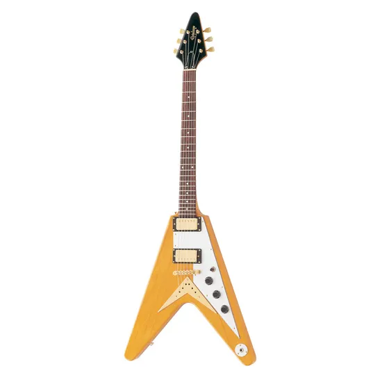 Guitarra Epiphone Flying V 58 Korina Gold Natural por 0,00 à vista no boleto/pix ou parcele em até 1x sem juros. Compre na loja Mundomax!