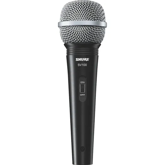 Microfone de Mão Multifuncional Com Fio SV100 Preto SHURE por 353,99 à vista no boleto/pix ou parcele em até 10x sem juros. Compre na loja Mundomax!