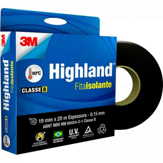 Fita Isolante 19mm x 20m HIGHLAND Preta 3M por 17,99 à vista no boleto/pix ou parcele em até 1x sem juros. Compre na loja Mundomax!
