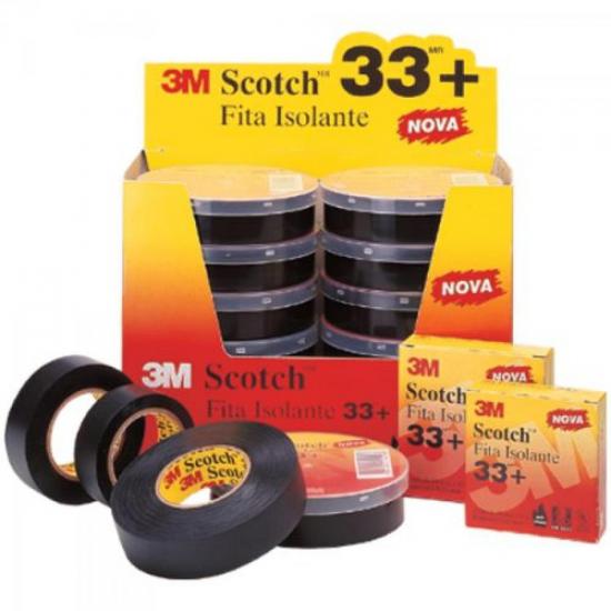 Fita Isolante 19mm x 5m 33+ Preta 3M (5342)