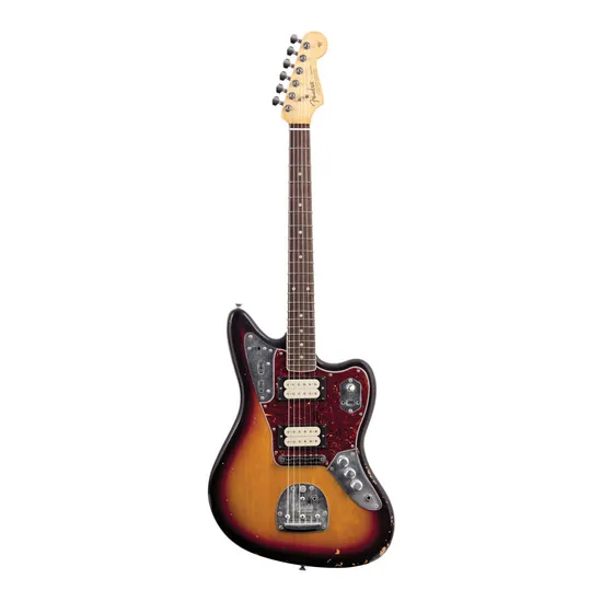 Guitarra FENDER Signature Jaguar Kurt Cobain Sunburst por 0,00 à vista no boleto/pix ou parcele em até 1x sem juros. Compre na loja Mundomax!
