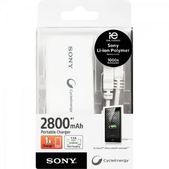 Carregador Portátil USB 2800mAh CP-V3 Branco SONY por 0,00 à vista no boleto/pix ou parcele em até 1x sem juros. Compre na loja Mundomax!