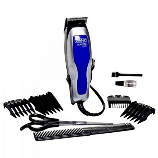 Máquina de Corte 220V HOME PRO BASIC Azul/Prata WAHL por 0,00 à vista no boleto/pix ou parcele em até 1x sem juros. Compre na loja Mundomax!
