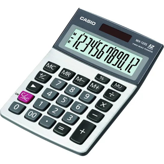 Calculadora de Mesa 12 Dígitos MX120S Prata CASIO por 0,00 à vista no boleto/pix ou parcele em até 1x sem juros. Compre na loja Mundomax!