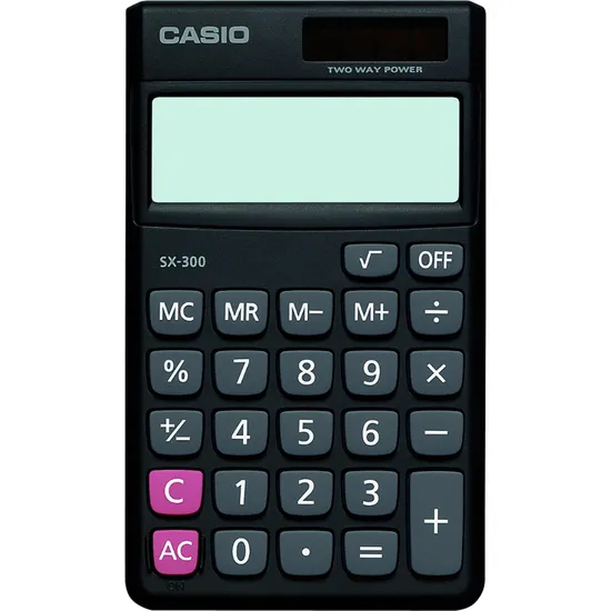 Calculadora de Bolso 8 Dígitos SX300 Preta CASIO por 0,00 à vista no boleto/pix ou parcele em até 1x sem juros. Compre na loja Mundomax!