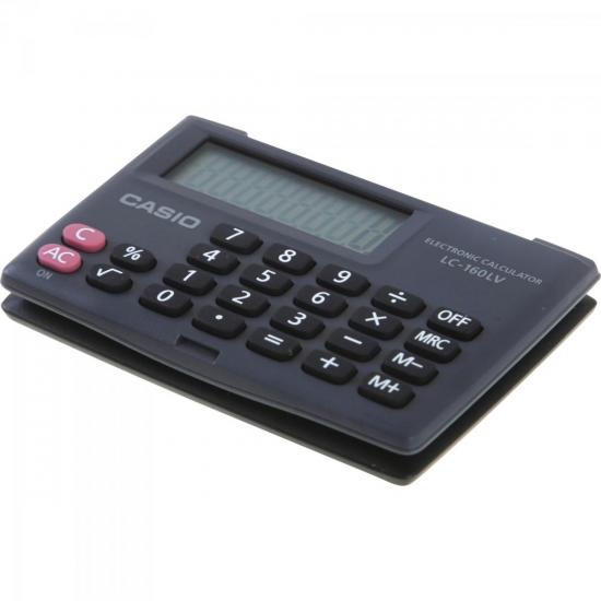 Calculadora de Bolso 8 Dígitos LC160LV Preta CASIO por 0,00 à vista no boleto/pix ou parcele em até 1x sem juros. Compre na loja Mundomax!