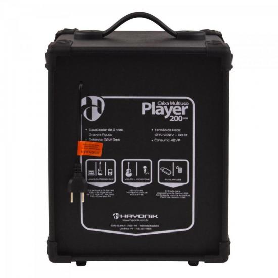 Caixa Multiuso 30W USB com Bateria Interna PLAYER 200 Preta