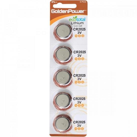 Pilha Moeda 3V CR2025 (Cartela c/ 5 pilhas) GOLDEN POWER por 5,90 à vista no boleto/pix ou parcele em até 1x sem juros. Compre na loja Mundomax!