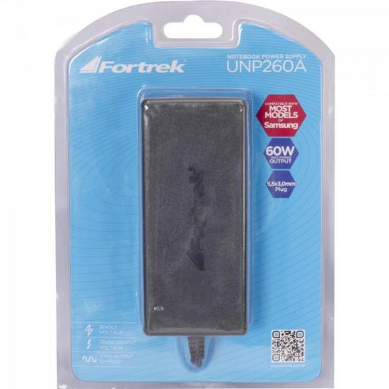 Fonte Notebook Samsung UNP260A 60W Bivolt FORTREK por 79,90 à vista no boleto/pix ou parcele em até 3x sem juros. Compre na loja Mundomax!