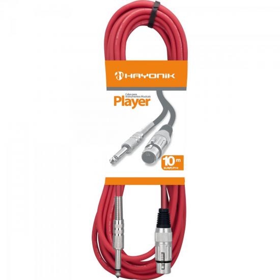 Cabo para Microfone XLR(F) X P10 10m PLAYER Vermelho HAYONIK (54401)