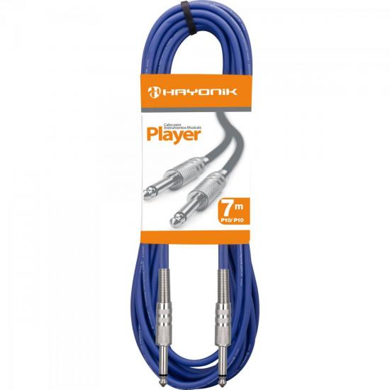 Cabo para Instrumentos P10 X P10 7m PLAYER Azul HAYONIK por 0,00 à vista no boleto/pix ou parcele em até 1x sem juros. Compre na loja Mundomax!