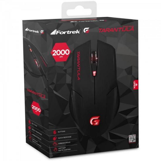 Mouse Gamer Fortrek Spider Tarantula OM702 Preto/Vermelho por 34,99 à vista no boleto/pix ou parcele em até 1x sem juros. Compre na loja Mundomax!