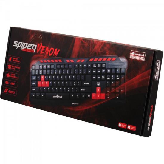 Teclado Gamer Multimídia USB SPIDER VENOM GK703 Preto FORTREK por 0,00 à vista no boleto/pix ou parcele em até 1x sem juros. Compre na loja Mundomax!