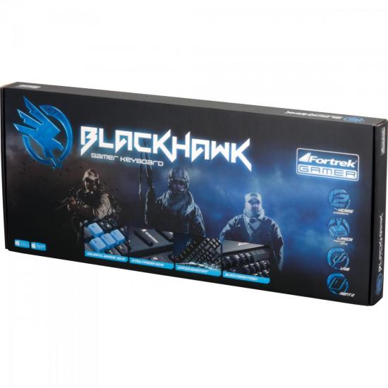 Teclado Gamer Multimídia BLACK HAWK GK-702 Preto/Azul FORTREK por 74,90 à vista no boleto/pix ou parcele em até 2x sem juros. Compre na loja Mundomax!