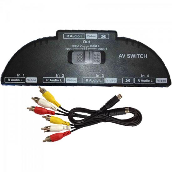 Chave Seletora RCA 4X1 Áudio e Vídeo Preto GENÉRICO por 36,90 à vista no boleto/pix ou parcele em até 1x sem juros. Compre na loja Mundomax!