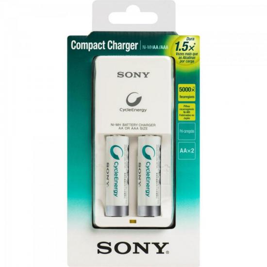 Carregador de Pilha c/ 2 Pilhas AA 1000mAh BCG34HW2 Bivolt SONY por 0,00 à vista no boleto/pix ou parcele em até 1x sem juros. Compre na loja Mundomax!