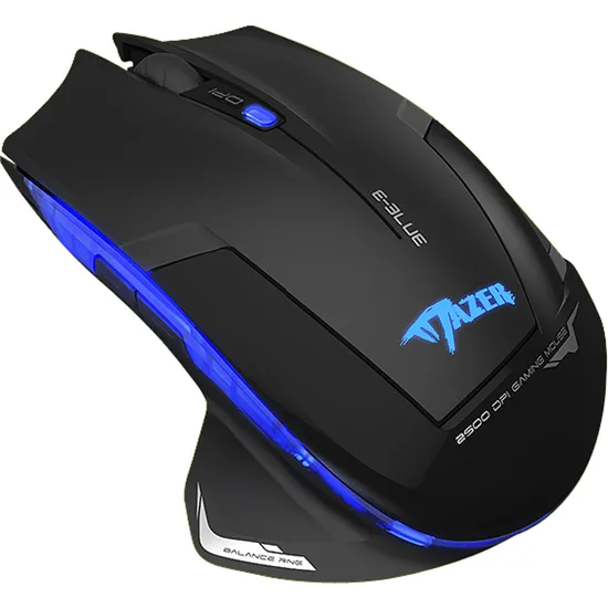 Mouse Gamer Wireless 2500dpi MAZER TYPER Preto e Azul E-BLUE (54919)