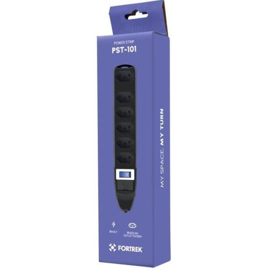 Filtro de Linha Com 6 Tomadas 1M PST101 Preto Fortrek por 36,00 à vista no boleto/pix ou parcele em até 1x sem juros. Compre na loja Mundomax!