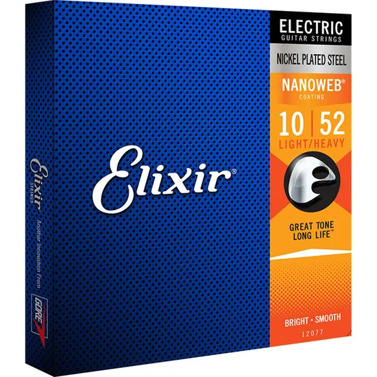 Encordoamento para Guitarra ELIXIR .010 Light Heavy Nanoweb (55118)