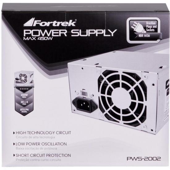 Fonte ATX Com Cabo 200W Reais 20+4P PWS-2002 FORTREK por 0,00 à vista no boleto/pix ou parcele em até 1x sem juros. Compre na loja Mundomax!