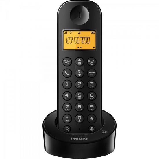 Telefone sem Fio com Identificador de chamadas D1201B/BR Preto PHILIPS por 0,00 à vista no boleto/pix ou parcele em até 1x sem juros. Compre na loja Mundomax!
