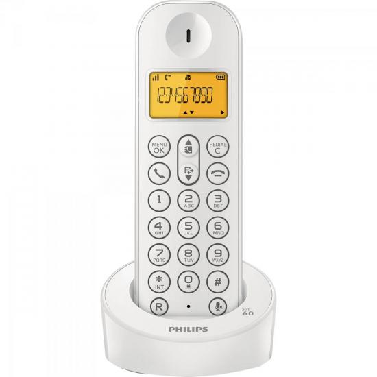 Telefone sem Fio c/ Identificador de chamadas D1201W/BR Branco PHILIPS por 0,00 à vista no boleto/pix ou parcele em até 1x sem juros. Compre na loja Mundomax!