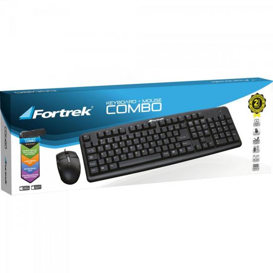 Teclado/Mouse USB KC-102BK Preto FORTREK por 0,00 à vista no boleto/pix ou parcele em até 1x sem juros. Compre na loja Mundomax!