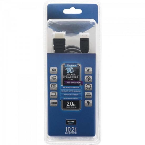 Cabo Mini HDMI/HDMI 3D 2m MNHD-201/2.0 Preto FORTREK por 0,00 à vista no boleto/pix ou parcele em até 1x sem juros. Compre na loja Mundomax!