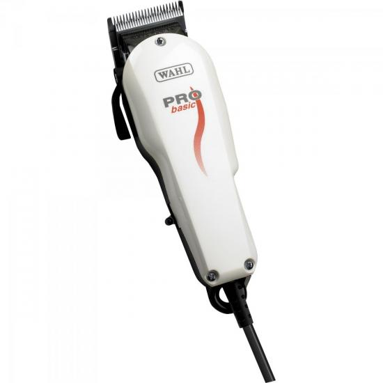 Máquina de Corte 127V PRO BASIC Branca WAHL por 0,00 à vista no boleto/pix ou parcele em até 1x sem juros. Compre na loja Mundomax!