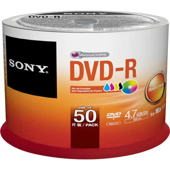 DVD-R Printable 120 min 4.7GB 16x 50DMR47FBZ2LA SONY (55747)