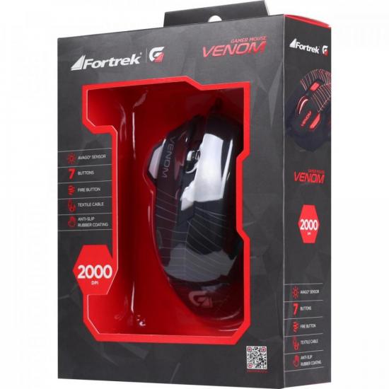 Mouse Gamer SPIDER VENOM OM-704 Preto/Vermelho FORTREK por 59,90 à vista no boleto/pix ou parcele em até 2x sem juros. Compre na loja Mundomax!