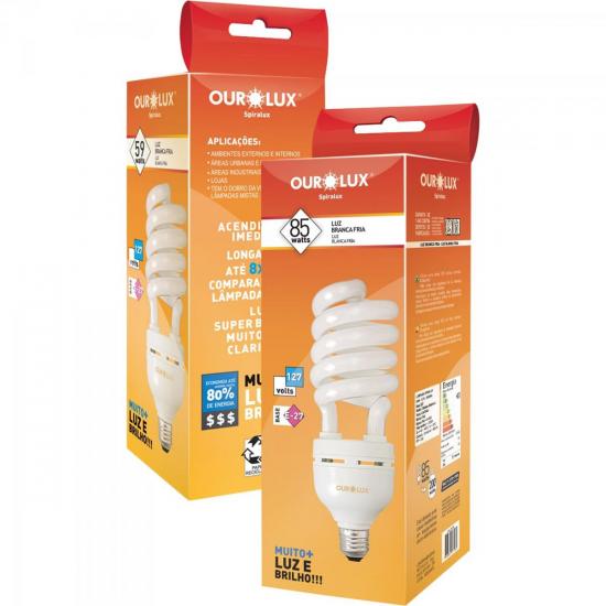 Lâmpada ESPIRAL 59W 127V 6400K Branca OUROLUX por 0,00 à vista no boleto/pix ou parcele em até 1x sem juros. Compre na loja Mundomax!