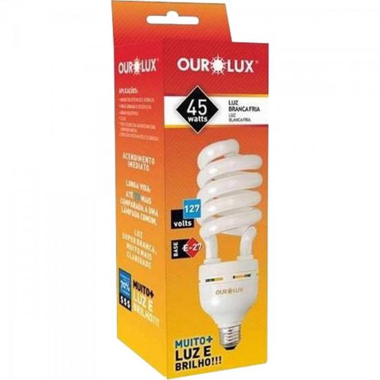 Lâmpada ESPIRAL 45W 127V 6400K Branca OUROLUX por 0,00 à vista no boleto/pix ou parcele em até 1x sem juros. Compre na loja Mundomax!
