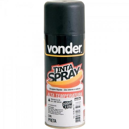 Tinta Spray ALTA TEMPERATURA 200ml Preto VONDER por 0,00 à vista no boleto/pix ou parcele em até 1x sem juros. Compre na loja Mundomax!