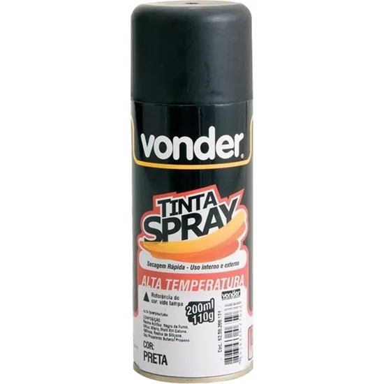 Tinta Spray ALTA TEMPERATURA 200ml Preto VONDER (55901)