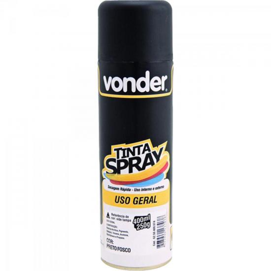 Tinta Spray USO GERAL 200ml Preto Fosco VONDER por 0,00 à vista no boleto/pix ou parcele em até 1x sem juros. Compre na loja Mundomax!