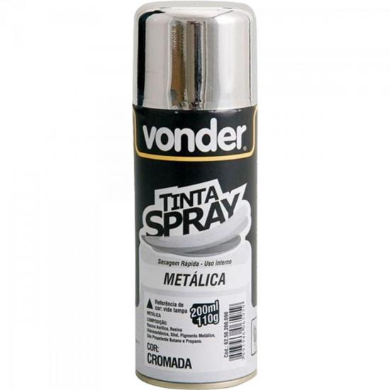 Tinta Spray METÁLICA 200ml Cromada VONDER por 0,00 à vista no boleto/pix ou parcele em até 1x sem juros. Compre na loja Mundomax!