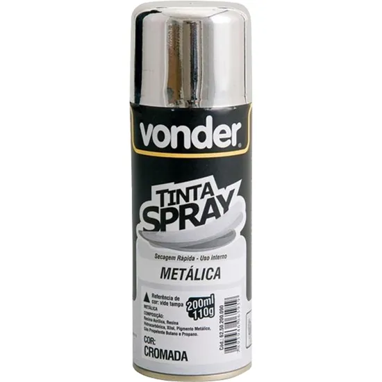 Tinta Spray METÁLICA 200ml Cromada VONDER (55903)