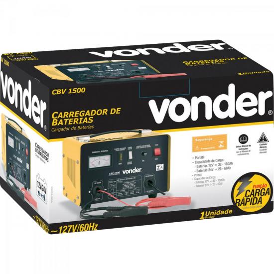 Carregador de Bateria 127V CBV1500 Amarelo e Preto VONDER por 0,00 à vista no boleto/pix ou parcele em até 1x sem juros. Compre na loja Mundomax!