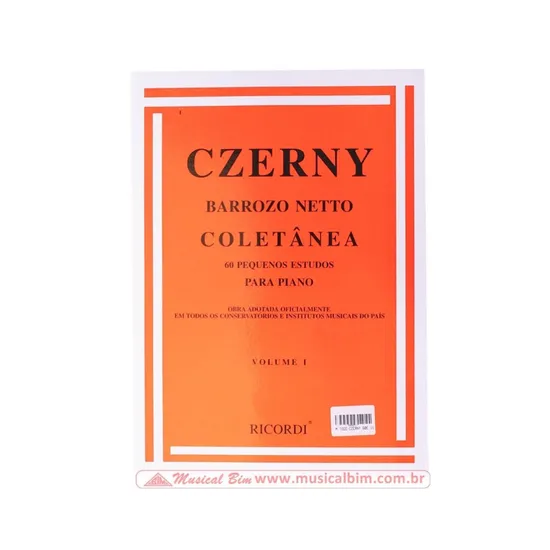 Método 60 Estudos Czerny Barrozo Netto Vol. 1 para Piano RICORDI (55937)