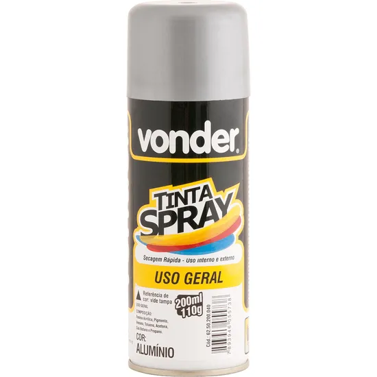 Tinta Spray USO GERAL 200ml  Alumínio VONDER (55938)