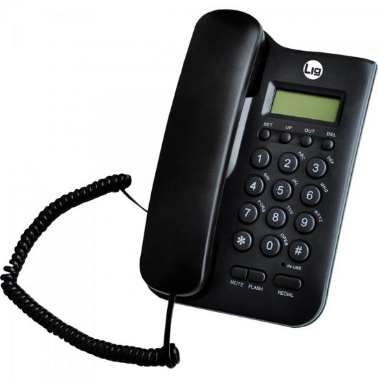 Telefone com Identificador de Chamada DTMF/FSK LITE 0002 Preto LIG por 0,00 à vista no boleto/pix ou parcele em até 1x sem juros. Compre na loja Mundomax!