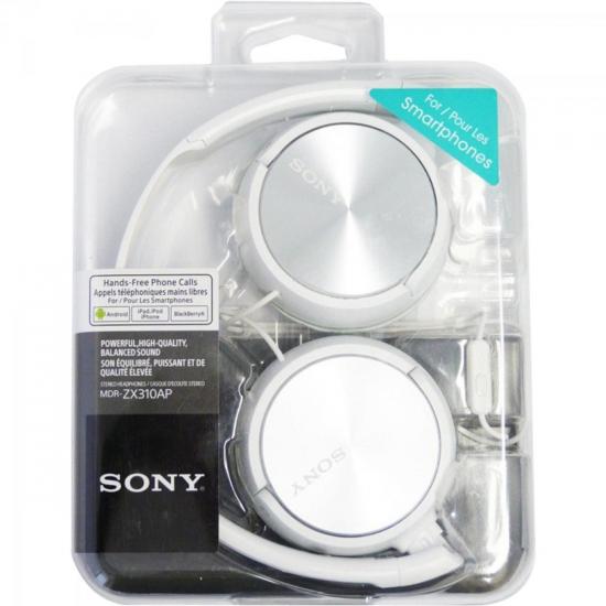 Fone de Ouvido com Microfone MDR-ZX310AP Branco SONY por 0,00 à vista no boleto/pix ou parcele em até 1x sem juros. Compre na loja Mundomax!